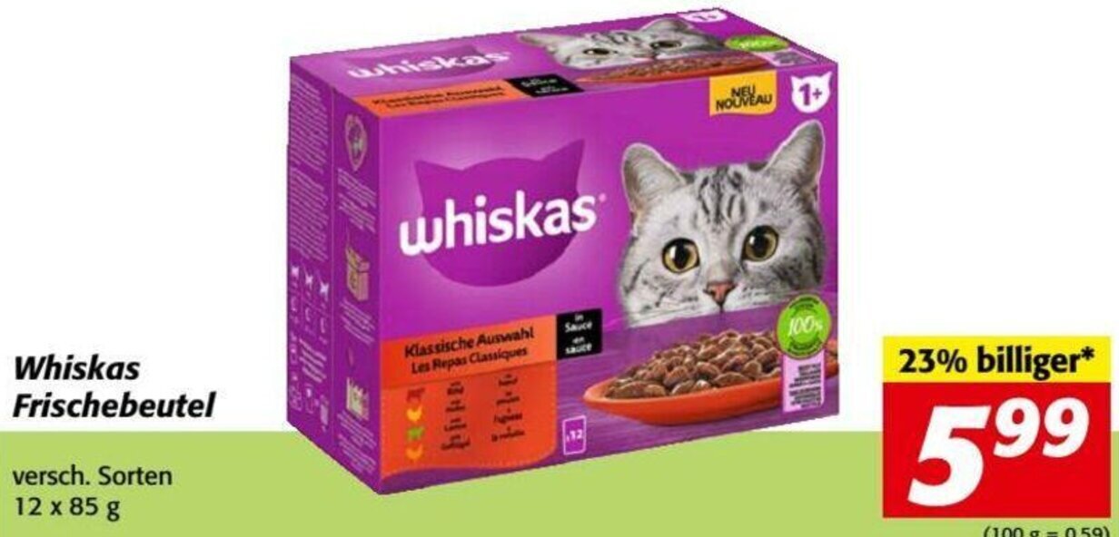 Nah&Frisch Whiskas Frischebeutel versch. Sorten 12 x 85 g Angebot