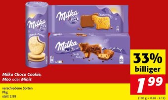 Strasser Markt Milka Choco Cookie, Moo oder Minis verschiedene Sorten Pkg. Angebot