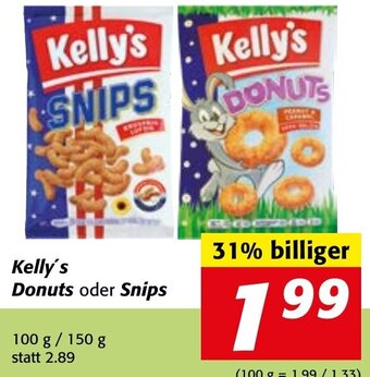 Strasser Markt Kelly's Donuts oder Snips 100 g/ 150 g Angebot