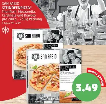 PENNY SAN FABIO STEINOFENPIZZA* Thunfisch, Mozzarella, Cardinale und Diavolo pro 700 g - 730 g Packung Angebot