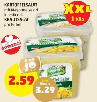 PENNY KARTOFFELSALAT mit Mayonnaise od. Klassik od. KRAUTSALAT pro Kübel Angebot