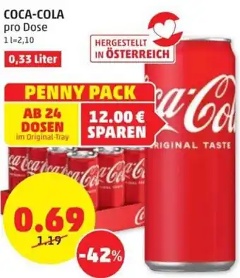 PENNY COCA-COLA pro Dose 0,33 Liter Angebot