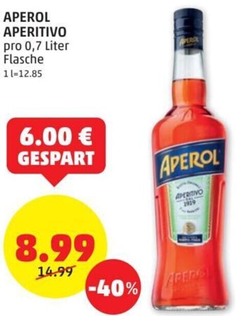 PENNY APEROL APERITIVO pro 0,7 Liter Flasche Angebot