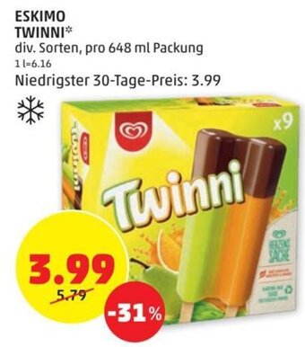 PENNY ESKIMO TWINNI* div. Sorten, pro 648 ml Packung Angebot