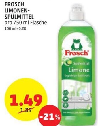 PENNY FROSCH LIMONEN-SPÜLMITTEL pro 750 ml Flasche Angebot