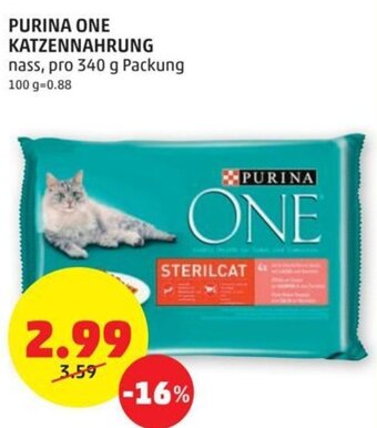 PENNY PURINA ONE KATZENNAHRUNG nass, pro 340 g Packung Angebot