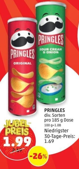 PENNY PRINGLES div. Sorten pro 185 g Dose Angebot