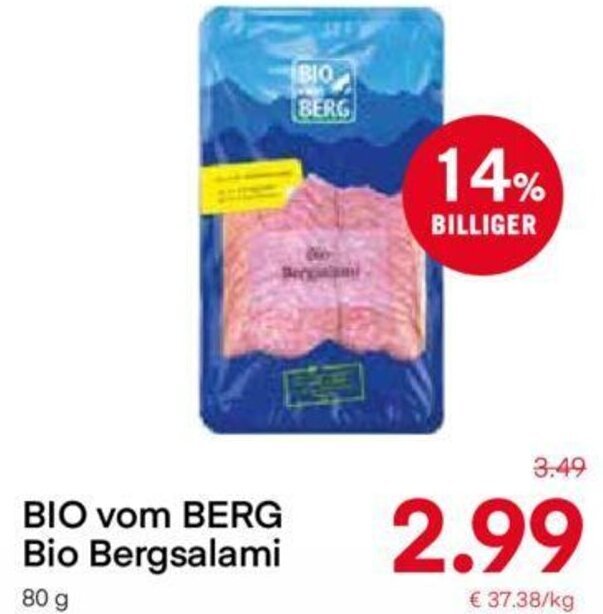 MPreis BIO vom BERG Bio Bergsalami 80g Angebot