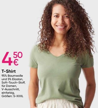 Pepco T-Shirt 95% Baumwolle und 5% Elastan, Soft-Touch-Stoff, für Damen, V-Ausschnitt, einfarbig, Größen: S-XXXL Angebot