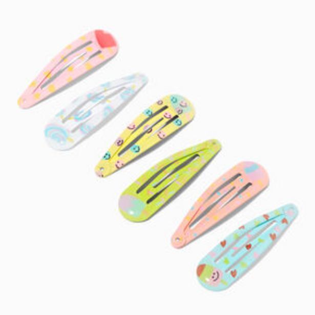 Claire's Claire's club happy face printed snap hair clips - 6 pack Angebot
