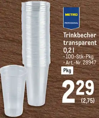 Metro Trinkbecher Transparent Angebot