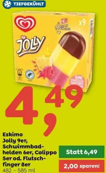 ADEG Eskimo Jolly 9er, Schwimmbad-helden 6er, Calippo Statt 6,49 5er od. Flutsch- finger 8er 482 - 585 ml Angebot