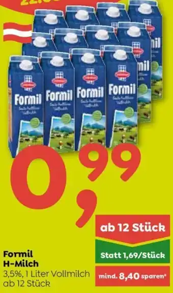 ADEG Formil H-Milch 3,5%, 1 Liter Vollmilch ab 12 Stück Angebot