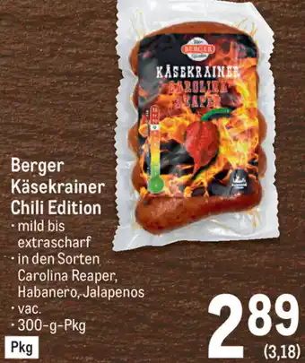 Metro Berger Käsekrainer Chili Edition Angebot