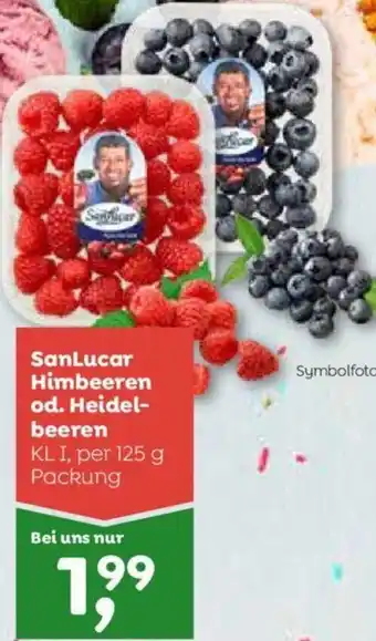 ADEG SanLucar Himbeeren od. Heidel-beeren KLI, per 125 g Angebot