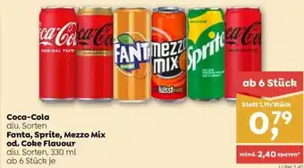 ADEG Coca-Cola div. Sorten Fanta, Sprite, Mezzo Mix od. Coke Flavour diu. Sorten, 330 ml ab 6 Stück je Angebot