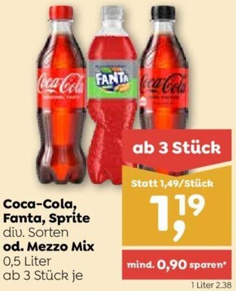 ADEG Coca-Cola, Fanta, Sprite diu. Sorten od. Mezzo Mix 0,5 Liter Angebot