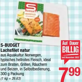 Maximarkt S-BUDGET Lachsfilet natur 300 g Packung Angebot