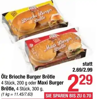 Maximarkt Ölz Brioche Burger Brötle 4 Stück, 200 g oder Maxi Burger Brötle, 4 Stück, 300 g, Angebot
