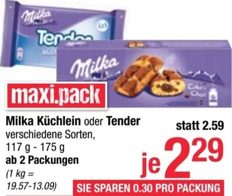 Maximarkt Milka Küchlein oder Tender verschiedene Sorten, 117 g-175 g Angebot