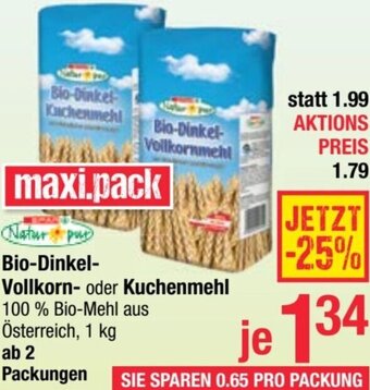 Maximarkt Bio-Dinkel- Vollkorn- oder Kuchenmehl 100% Bio-Mehl aus Österreich, 1 kg Angebot