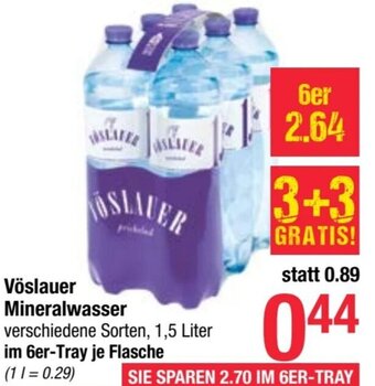 Maximarkt Vöslauer Mineralwasser verschiedene Sorten, 1,5 Liter Angebot