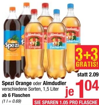Maximarkt Spezi Orange oder Almdudler verschiedene Sorten, 1,5 Liter Angebot