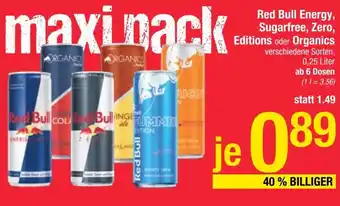 Maximarkt Red Bull Energy, Sugarfree, Zero, Editions oder Organics 0,25 Liter Angebot