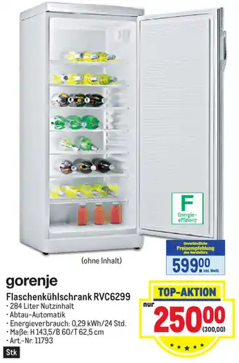Metro Gorenje Flaschenkühlschrank RVC6299 Angebot