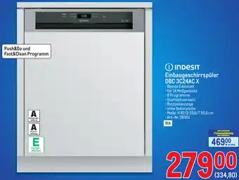 Metro Indesit Einbaugeschirrspüler DBC 3C24AC X Angebot