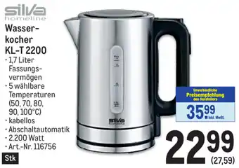 Metro Silva Homeline Wasser Kocher KL-T 2200 Angebot