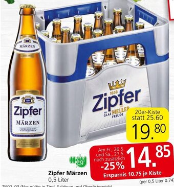 Spar Zipfer Märzen 0,5 Liter Angebot