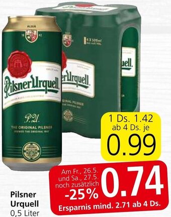 Spar Pilsner Urquell 0,5 Liter Angebot