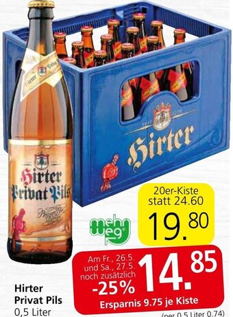 Spar Hirter Privat Pils 0,5 Liter Angebot