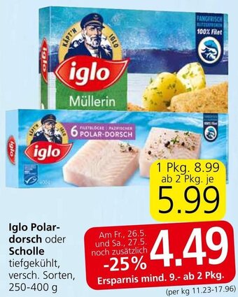 Spar Iglo Polar-dorsch oder Scholle tiefgekühlt, versch. Sorten, 250-400 g Angebot