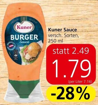 Spar Kuner Sauce versch. Sorten, 250 ml Angebot