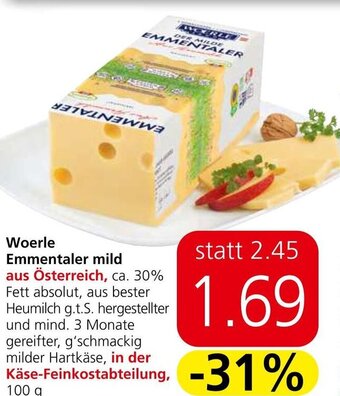 Spar Woerle Emmentaler mild 100 g Angebot