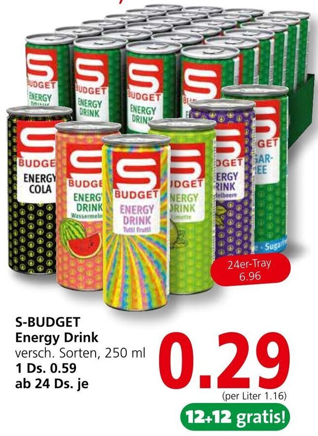 SBUDGET Energy Drink versch. Sorten, 250 ml Angebot bei Spar