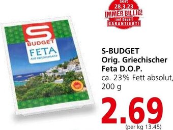 Spar S-BUDGET Orig. Griechischer Feta D.O.P. ca. 23% Fett absolut, 200 g Angebot