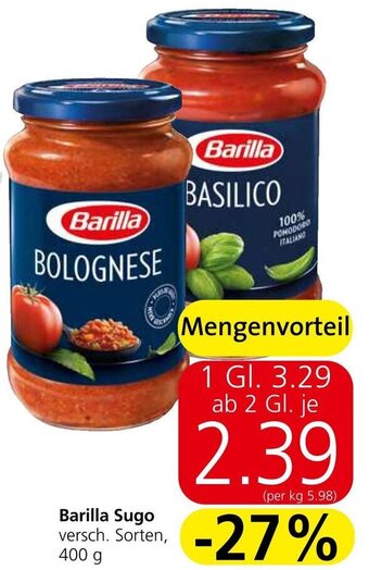 Spar Barilla Sugo versch. Sorten, 400 g Angebot