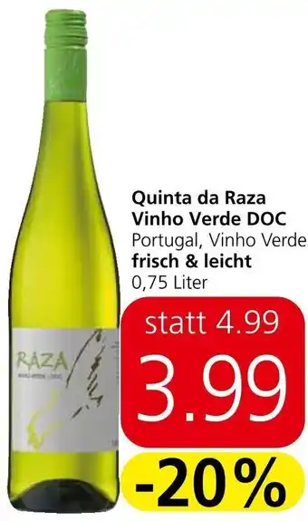 Spar Quinta da Raza Vinho Verde DOC Portugal, Vinho Verde frisch & leicht 0,75 Liter Angebot