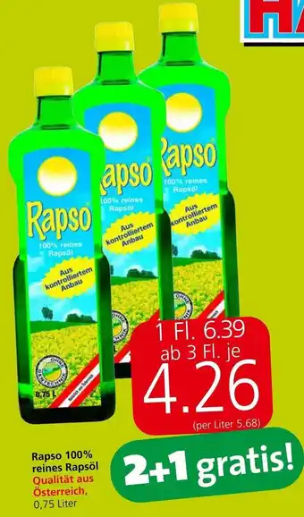 Spar Rapso reines Rapsöl Qualität aus Österreich, 0,75 Liter Angebot