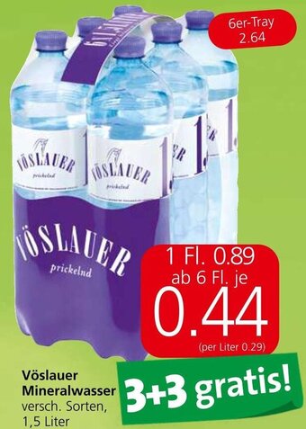 Spar Vöslauer Mineralwasser versch. Sorten, 1,5 Liter Angebot