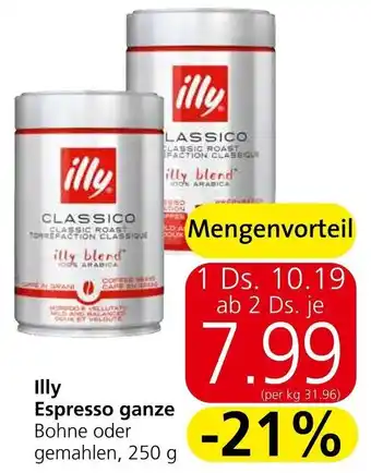 Spar Illy Espresso ganze Bohne oder gemahlen, 250 g Angebot