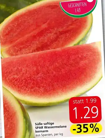 Spar Süße saftige SPAR Wassermelone kernarm aus Spanien, per kg Angebot