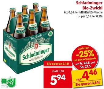 Interspar Schladminger Bio-Zwickl 6 x 0,5-Liter-MEHRWEG-Flasche Angebot