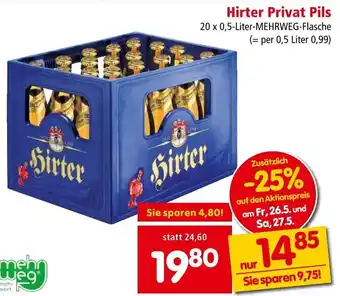Interspar Hirter Privat Pils 20 x 0,5-Liter-MEHRWEG-Flasche Angebot