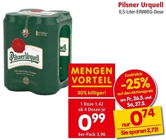 Interspar Pilsner Urquell 0,5-Liter-EINWEG-Dose Angebot