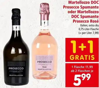 Interspar Martellozzo DOC Prosecco Spumante oder Martellozzo DOC S 0,75-Liter-Flasche Angebot