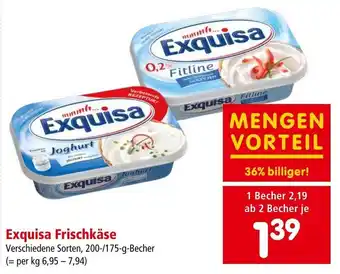 Interspar Exquisa Frischkäse Verschiedene Sorten, 200-/175-g-Becher Angebot